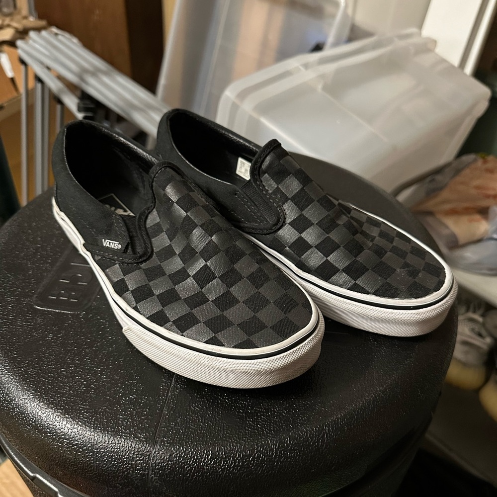 Black Checkered Slip-On Vans